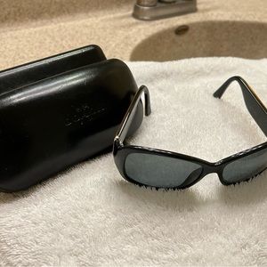 Black and gold coach sunglasses with case